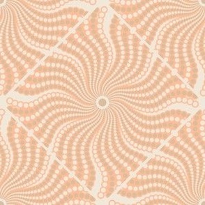 6” Sand Swirl Peach Plethora Dot Mandala Diamond  Tile - Small
