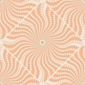 12” Sand Swirl Peach Plethora Dot Mandala Diamond  Tile - Medium