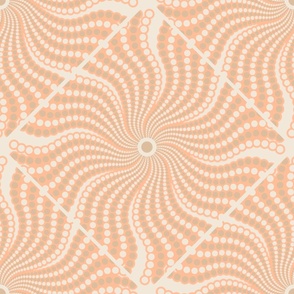 24” Sand Swirl Peach Plethora Dot Mandala Diamond  Tile - Large