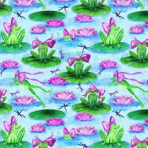 frogs with cute bows 12in