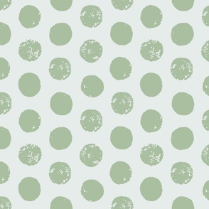 Distressed Sketchy Polka Dots in Sage Green on White (Large)_B24010R07A