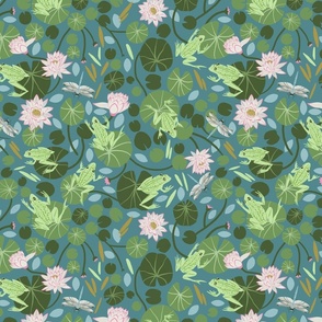 Frogs' Pond 12x12 meadow green-soft turquoise blue