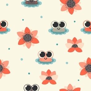 frogs and lily flowers simple