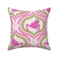 Retro Frogs / pink and green / large