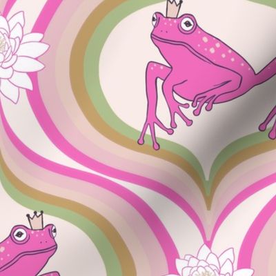 Retro Frogs / pink and green / large