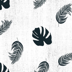 Tropical Midnight Beach Black and White Textured Pattern Minimal Design Textured Fabric
