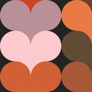 Groovy Geometric Decor - Retro Heart Shapes No.001 / Large