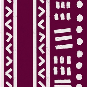 Large Burgundy Mudcloth Geometric Stripes Dots Arrows Tribal Home Decor