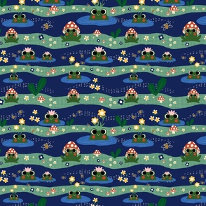 Cute Frogs in Pound Blue