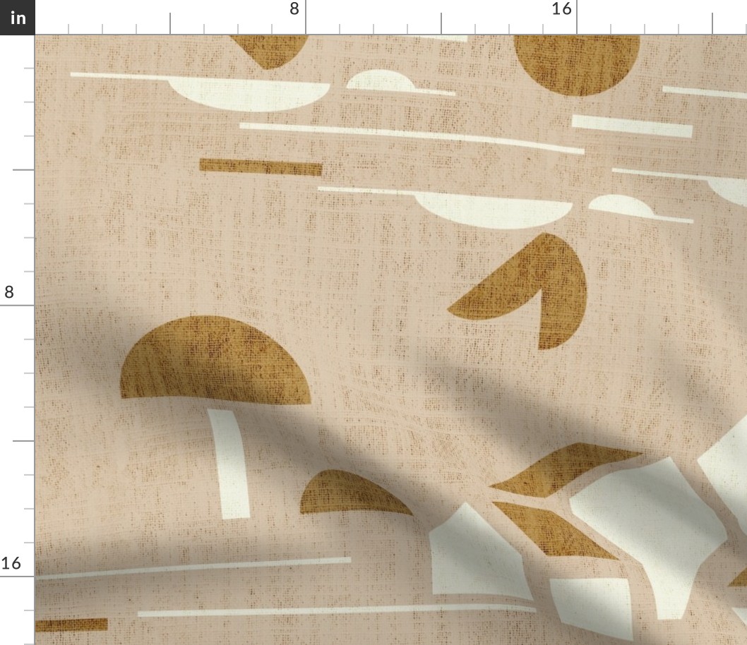 Bauhaus Landscape- Minimalist Abstract Geometric- Warm Neutrals- Beige Ivory- Large Scale
