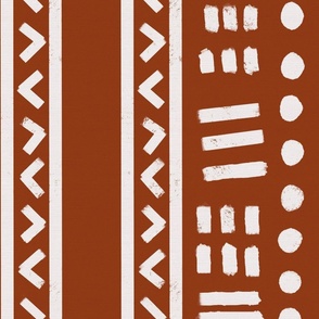 Large Terra Cotta Mudcloth Geometric Stripes Dots Arrows Tribal Home Decor