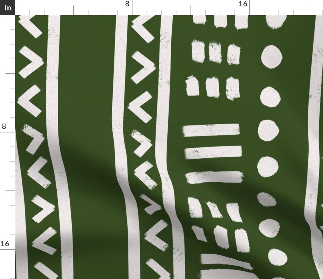 Large Olive Green Mudcloth Geometric Stripes Dots Arrows Tribal Home Decor