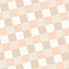Peachy Striped Diagonal Checkerboard