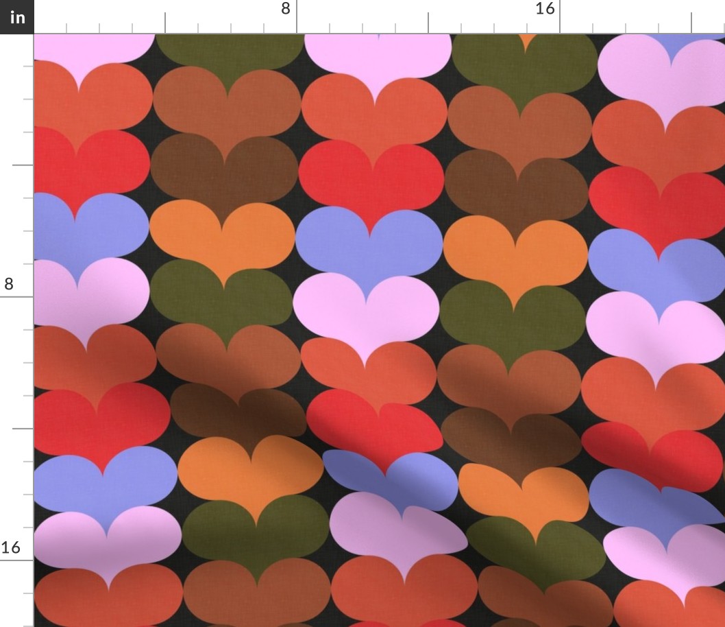 Groovy Geometric Decor - Retro Heart Shapes No.002 / Medium