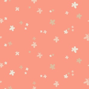 Groovy Whimsical Flowers in Neutrals and Pantone Peach Fuzz (Large)_B24010R11A
