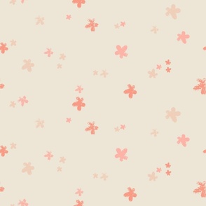 Groovy Whimsical Flowers in Pale pale pink and Cream (Large)_B24010R12A