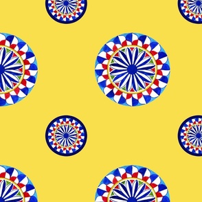 Round Geometric Motifs on yellow background