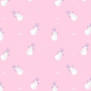 Cute Little Snowmen on Soft Pastel Pink 