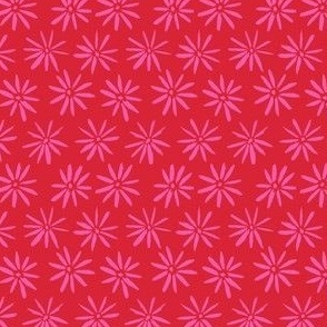 Simple Flower 2 tone small print in red and pink