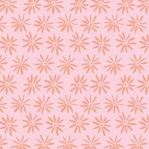 Simple Circular Flowers 2 tone small print in peach and pink