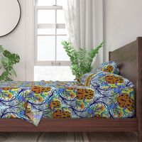 Whimsical poisonous frog garden - home decor - bedding - wallpaper - curtains - bright - floral.