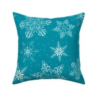 Large Snowflakes On Blue