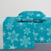 Large Snowflakes On Blue