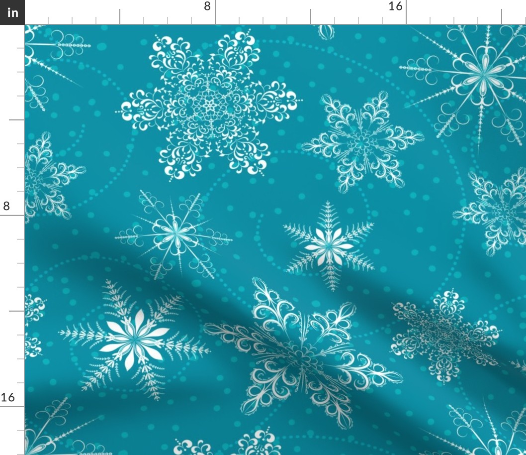 Large Snowflakes On Blue