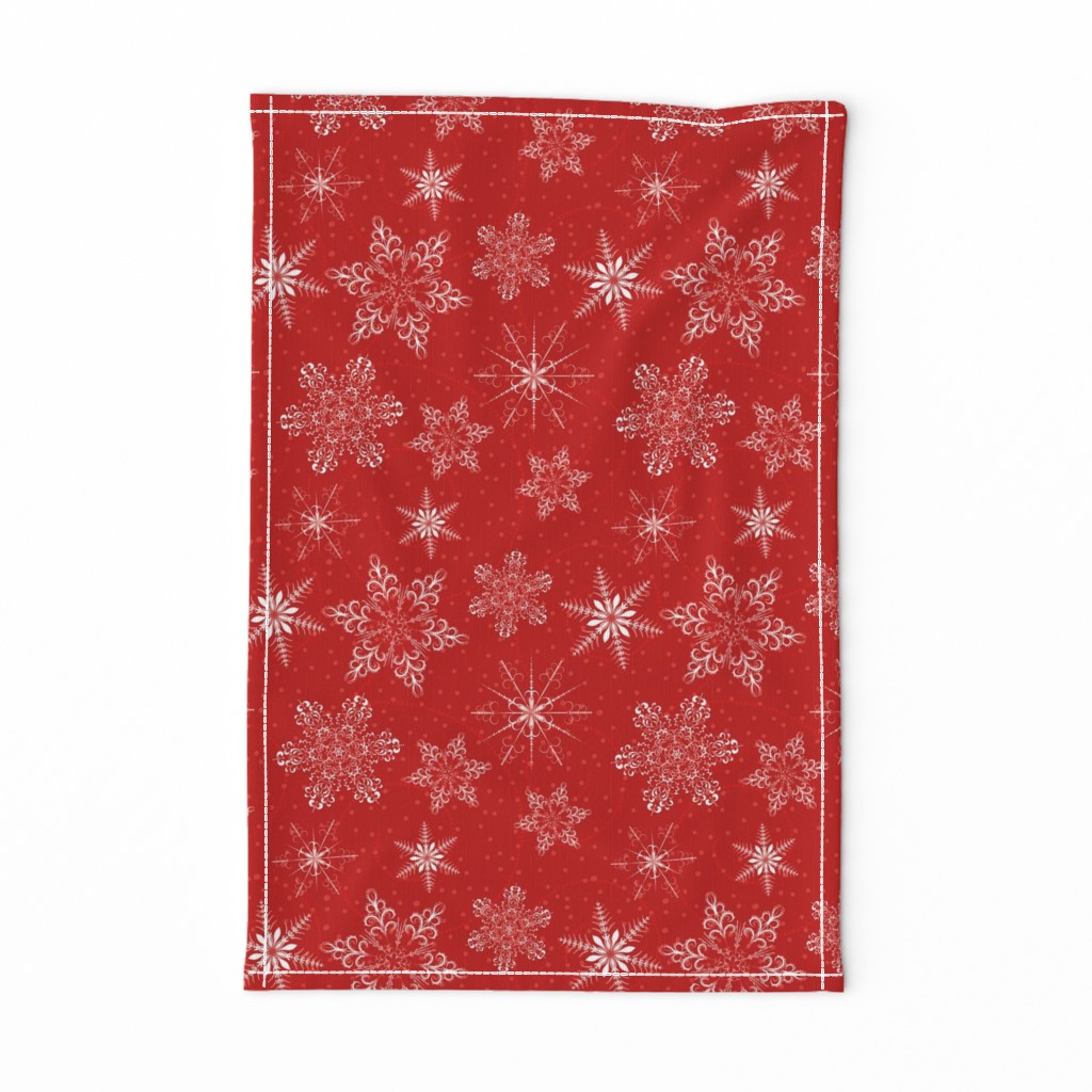 Large Snowflakes On Red