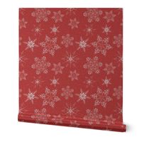 Large Snowflakes On Red