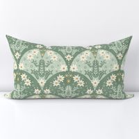 Bohemian Inspired Botanical Frogs on Scalloped Lily Pads _Sage (Large)