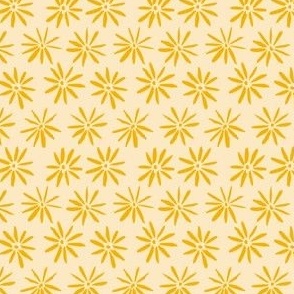 Simple Circular Flower 2 tone small floral print in cream and yellow