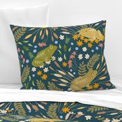 leap year frogs Brezo Art Design - Forest, woodland, leaves, reeds, trending, hand drawn, modern, artistic style design. Dots, circles, Spanish animals. Nature, camping, lake, mountains, town. Spring, summer, fall, camping.