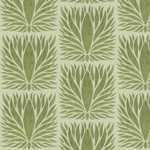 Sunburst of Green Leaves in Olive Green by harmonyandpeace