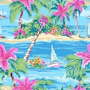 Palm Trees Sail Boats Vacation