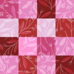 Red and Pink Checks with Vines