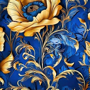 xl gold and blue flowers