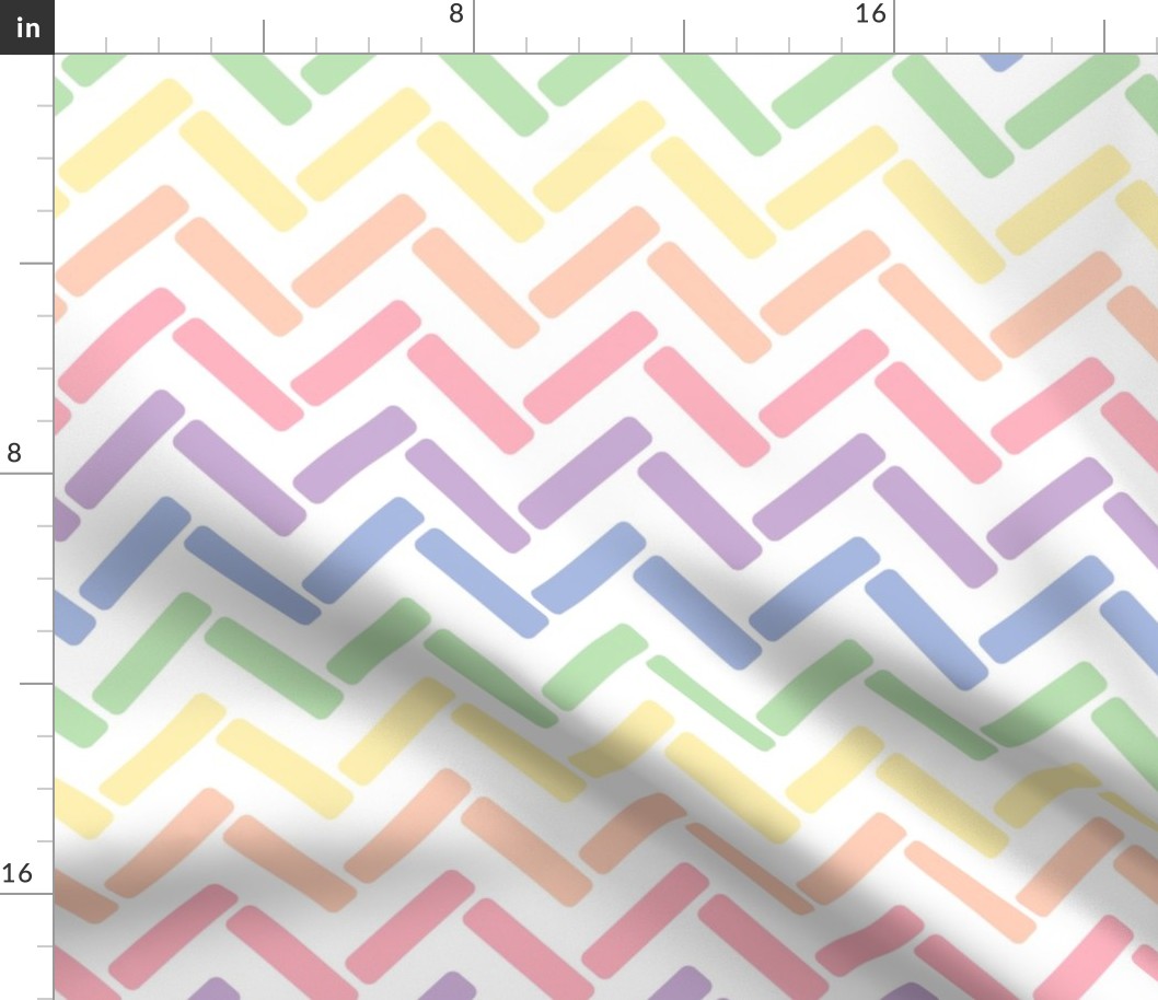 rainbow chevron stripes horizontal interlocking brick stripe pastel rainbow colors baby nursery bedding gender neutral