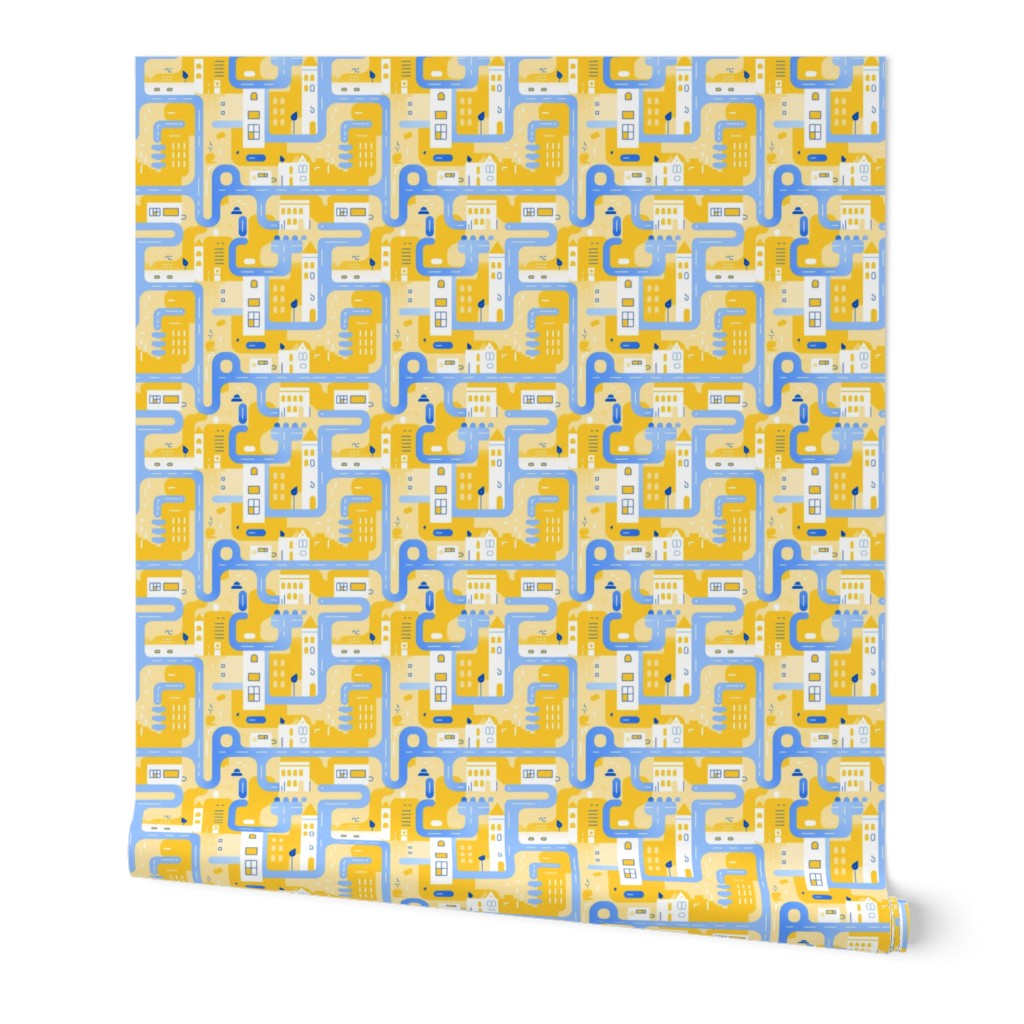 Town Tour in Yellow and Blue | 6" Repeat