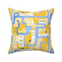 Town Tour in Yellow and Blue | 12" Repeat