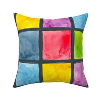 Watercolor checkered color blocks - S