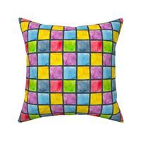 Watercolor checkered color blocks - S