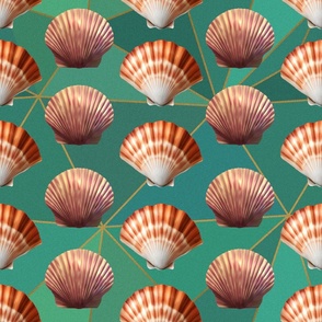 Aquatic Treasures Sea Shell Geometric Beachy Pattern