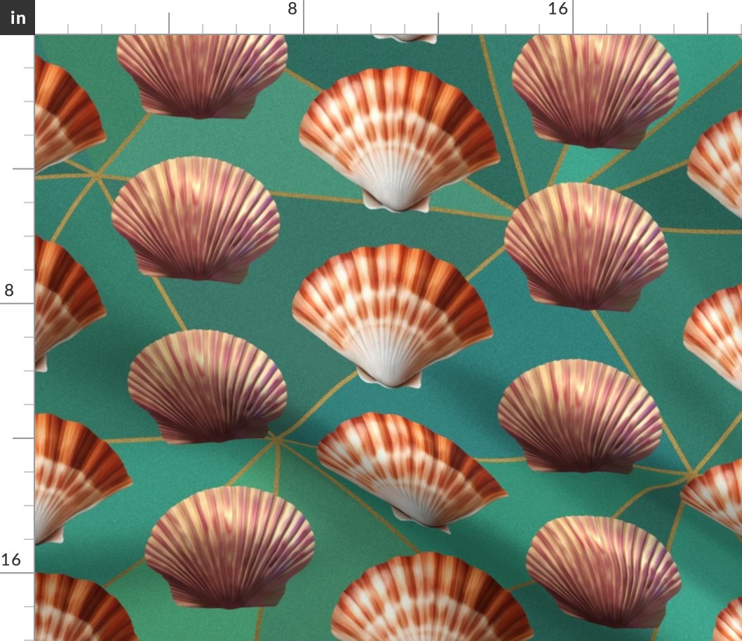 Aquatic Treasures Sea Shell Geometric Beachy Pattern