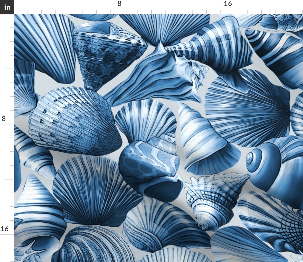 Shell-ebration Sea Shells Beachy Pattern in Blue and White