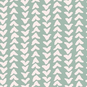 Freehand Abstract Arrow Marks Vertical Stripe in Fern Green 