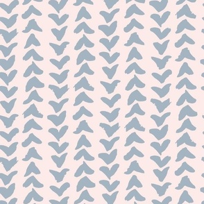 Freehand Abstract Arrow Marks Vertical Stripe in Creamy White and Dusty Blue