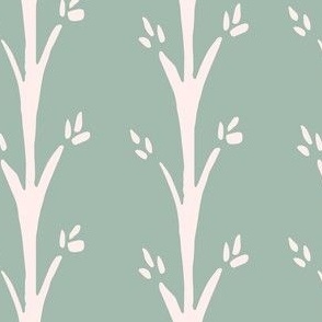 Lake Grasses Cottage Stripe in Muted Fern Green and Creamy White