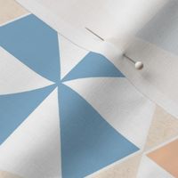 Geometric Beach Umbrellas, Peach and Blue