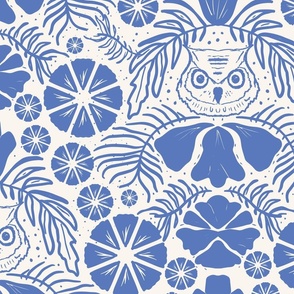 Owl and Bloom Dark blue